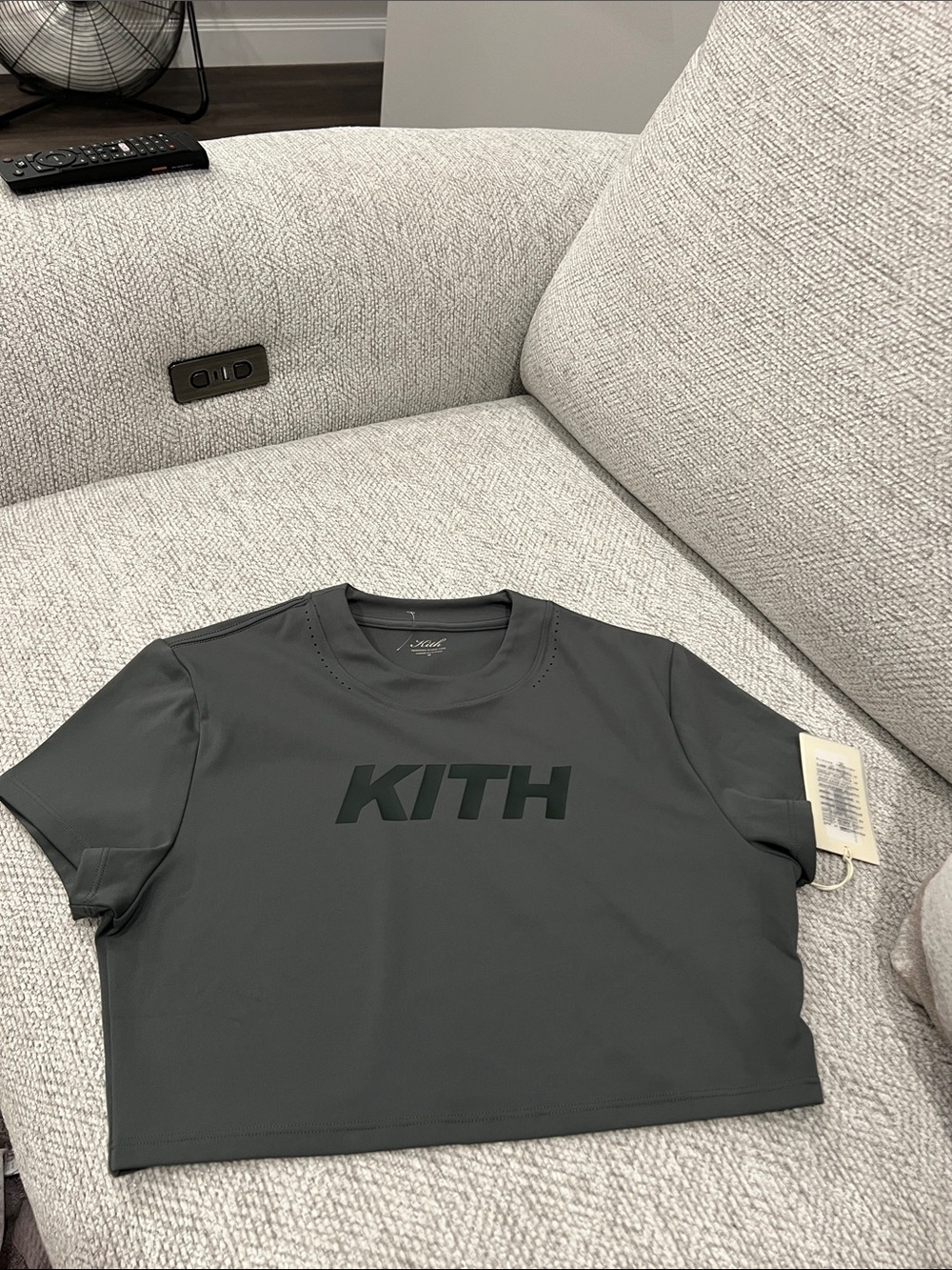 Kith Charcoal Cropped Logo Tee